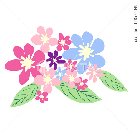 Wild and garden flowers, leaves. Modern vector botanical illustrations in trendy bright colors on white background. hand drawn floral design elements Wild and garden flowers, leaves. Modern vector botanical illustrations in trendy bright colors on white background. hand drawn floral design elements 128585349