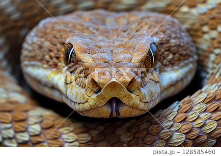 Intricate Details of a Rattlesnake's Head Showcasing Nature's Artistry. Generative AI 128585460