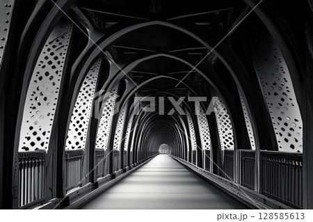 Majestic Arches Create an Enchanting Passageway on a Silent Bridge. Generative AI Majestic Arches Create an Enchanting Passageway on a Silent Bridge. Generative AI 128585613