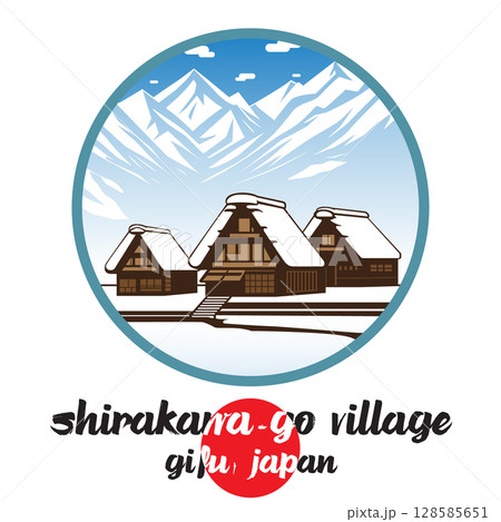Circle Icon Shirakawa-go Village. Vector illustration Circle Icon Shirakawa-go Village. Vector illustration 128585651