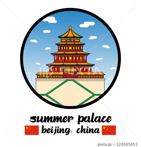 Circle Icon Summer Palace. Vector Illustration Circle Icon Summer Palace. Vector Illustration 128585653