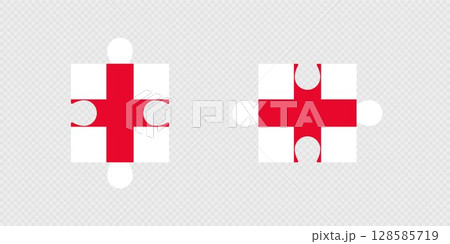 Puzzle Pieces with England Flag. 128585719