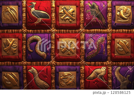 Exploring Vibrant Inca Textile Patterns With Intricate Ornamentation. Generative AI 128586125