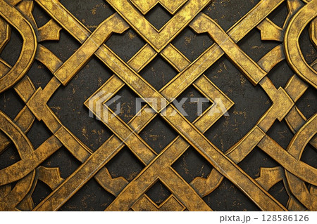 Ornate Calligraphic and Geometric Ornament Highlighting Intricate Designs. Generative AI 128586126
