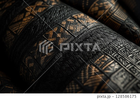 Intricate Design Highlights Woven Black Tattoo Ornament Inspired by Nature. Generative AI 128586175