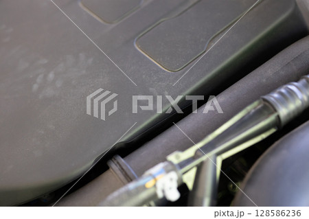 Rat footprint in the car engine Rat footprint in the car engine 128586236