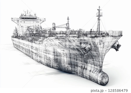 Digital Rendering Showcases Intricate Design of a Modern Semi-Tanker Vessel. Generative AI Digital Rendering Showcases Intricate Design of a Modern Semi-Tanker Vessel. Generative AI 128586479