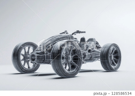 Innovative Design of a Semi-Tricycle in a Detailed Digital Rendering. Generative AI 128586534