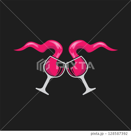 abstract w letter toasting wine logo vector illustration design 128587392