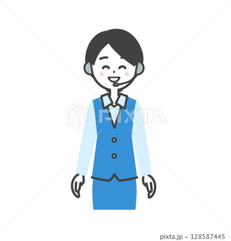 制服姿の笑う女性オペレーターイラスト 制服姿の笑う女性オペレーターイラスト 128587445