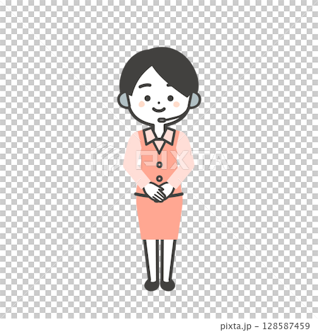Illustration of a three-dimensional female operator in uniform Illustration of a three-dimensional female operator in uniform 128587459