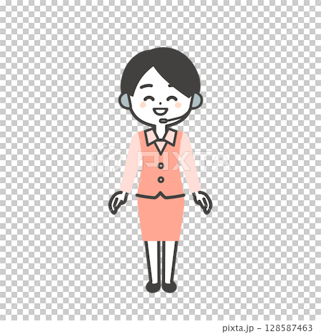 身穿制服的微笑女操作員插圖 身穿制服的微笑女操作員插圖 128587463