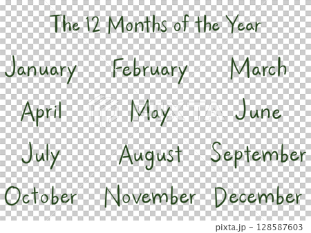 氈尖筆手寫英文月份名稱套裝（12個月）| 綠色 128587603