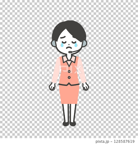 身穿制服的立體女操作員流淚的插圖 128587619
