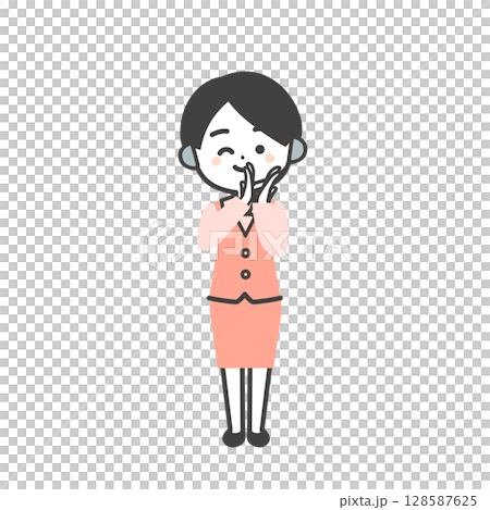 身著制服的立體女性操作員一邊鼓掌一邊眨眼的插圖 身著制服的立體女性操作員一邊鼓掌一邊眨眼的插圖 128587625