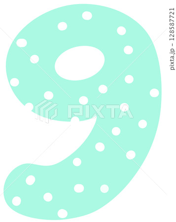 Blue number zero to nine in white dot 128587721
