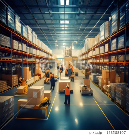 warehouse with laptop warehouse with laptop 128588107