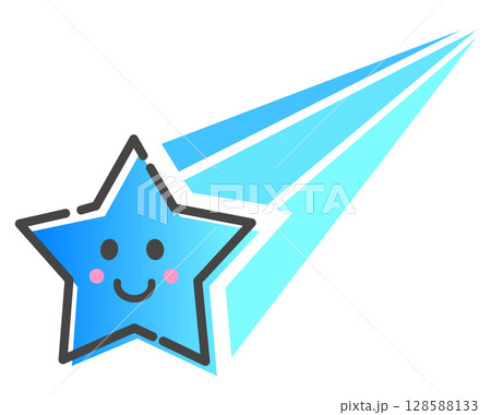 夜空の銀河にピカピカと輝く笑顔の流れ星イラスト 128588133