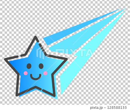 夜空の銀河にピカピカと輝く笑顔の流れ星イラスト 128588133