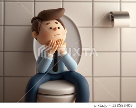 トイレで悩む男性 128588409