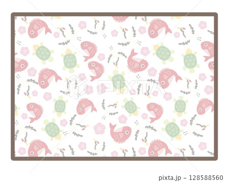 縁起物の四角形のフレーム 128588560