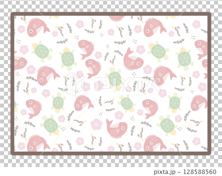 縁起物の四角形のフレーム 128588560