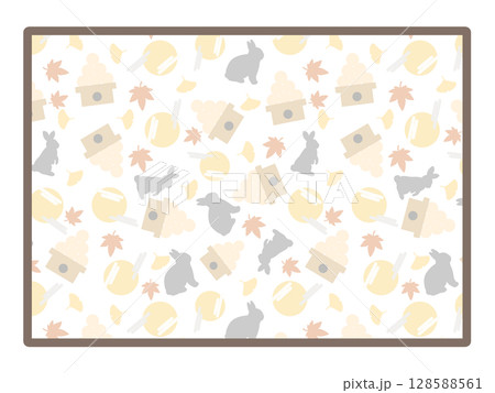 お月見の四角形のフレーム 128588561