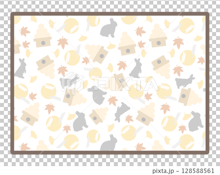 お月見の四角形のフレーム 128588561