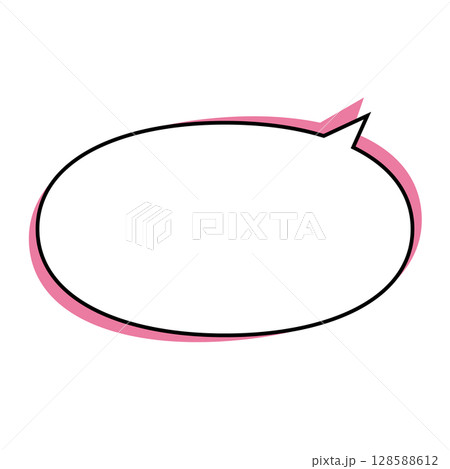 シンプルな吹き出しのイラスト　横長　楕円形 128588612