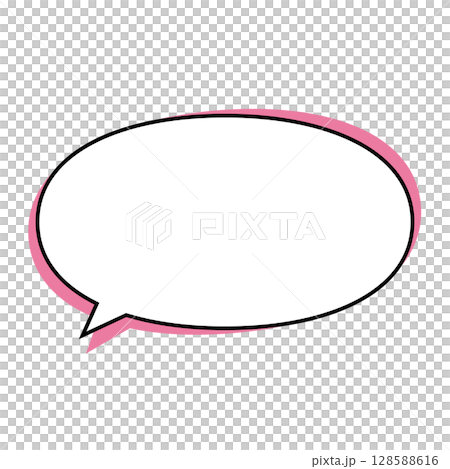 シンプルな吹き出しのイラスト　横長　楕円形 128588616
