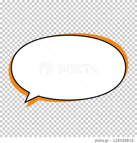 シンプルな吹き出しのイラスト　横長　楕円形 128588618