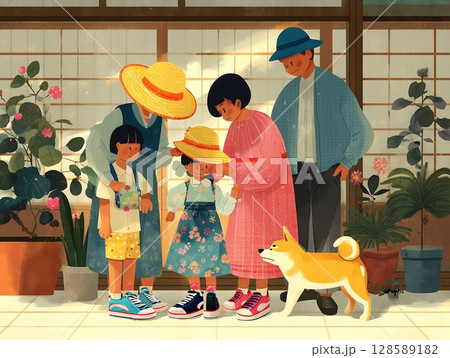 Japanese Family Outing A Day of Joy, Warmth, and Togetherness 128589182