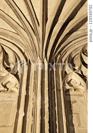 Symmetric architectural details of the Sainte-Secile cathedral ceiling in Albi, France 128589782