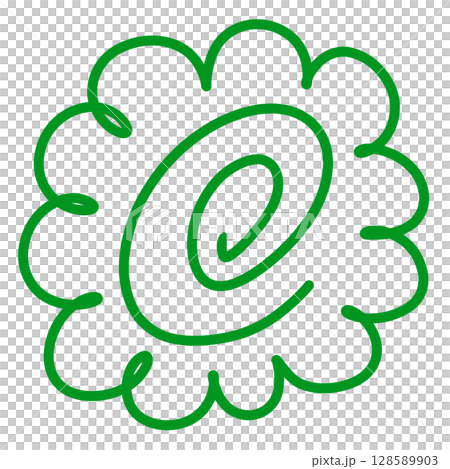 緑の線で描かれた、シンプルな花丸 128589903