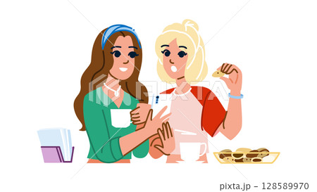 style teen girls cafe vector 128589970