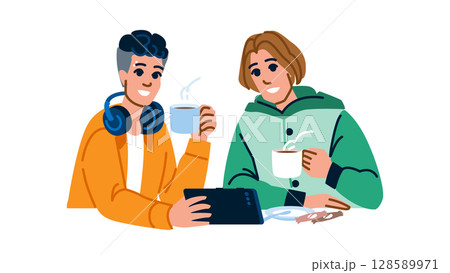friends teen boys cafe vector 128589971