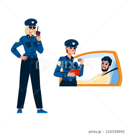 patrol policewoman vector 128589992