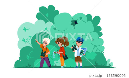 bird watching hobby kid vector bird watching hobby kid vector 128590093