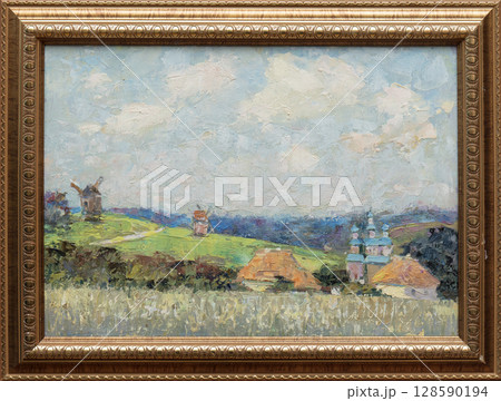 landscape, picture of nature, oil painting, handmade drawing landscape, picture of nature, oil painting, handmade drawing 128590194