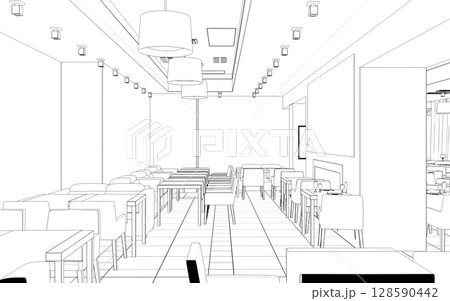 shopping mall, contour visualization, 3D illustration, sketch, outline shopping mall, contour visualization, 3D illustration, sketch, outline 128590442