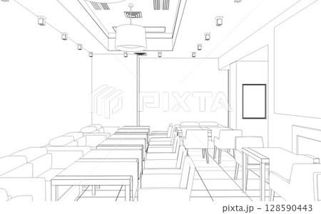 shopping mall, contour visualization, 3D illustration, sketch, outline shopping mall, contour visualization, 3D illustration, sketch, outline 128590443