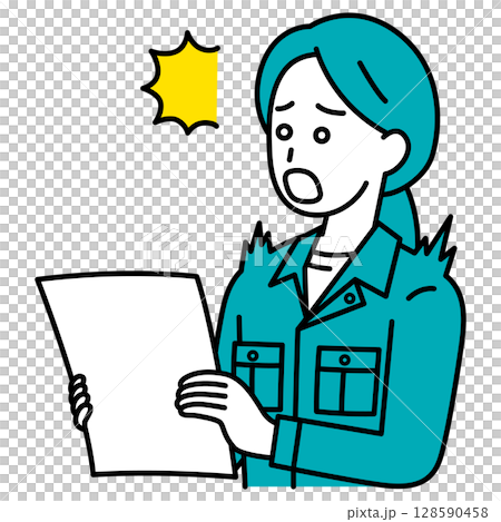 一名女工對文件感到驚訝 一名女工對文件感到驚訝 128590458