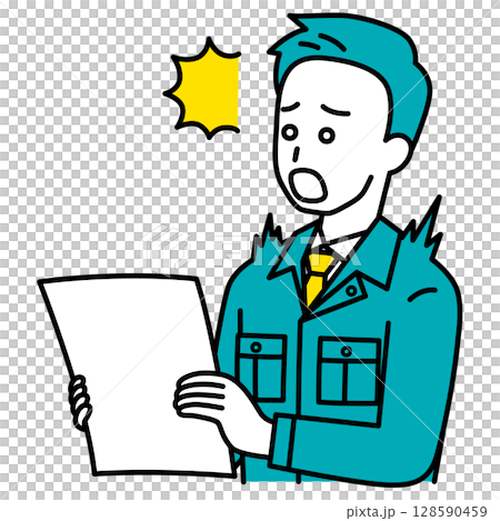 一名男員工對文件感到驚訝 一名男員工對文件感到驚訝 128590459