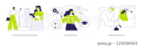 Full-immersive virtual reality isolated cartoon vector illustrations se 128590483