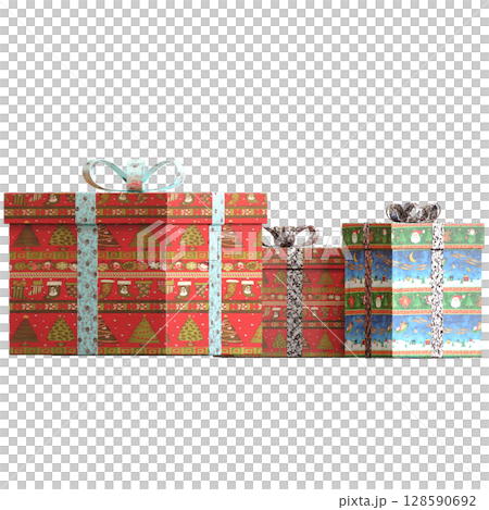 Christmas decorations, New Year's decor, isolate on a transparent background, 3D illustration, cg render Christmas decorations, New Year's decor, isolate on a transparent background, 3D illustration, cg render 128590692