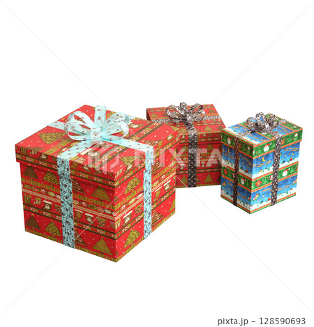 Christmas decorations, New Year's decor, isolate on a transparent background, 3D illustration, cg render 128590693