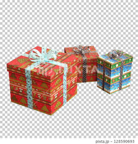 Christmas decorations, New Year's decor, isolate on a transparent background, 3D illustration, cg render 128590693