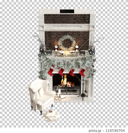 Christmas decorations, New Year's decor, isolate on a transparent background, 3D illustration, cg render Christmas decorations, New Year's decor, isolate on a transparent background, 3D illustration, cg render 128590704