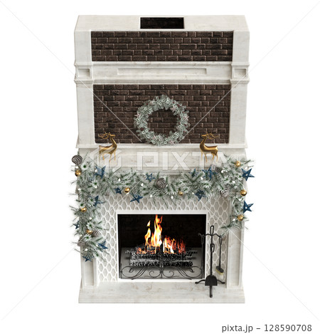 Christmas decorations, New Year's decor, isolate on a transparent background, 3D illustration, cg render 128590708
