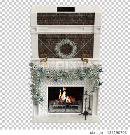 Christmas decorations, New Year's decor, isolate on a transparent background, 3D illustration, cg render 128590708